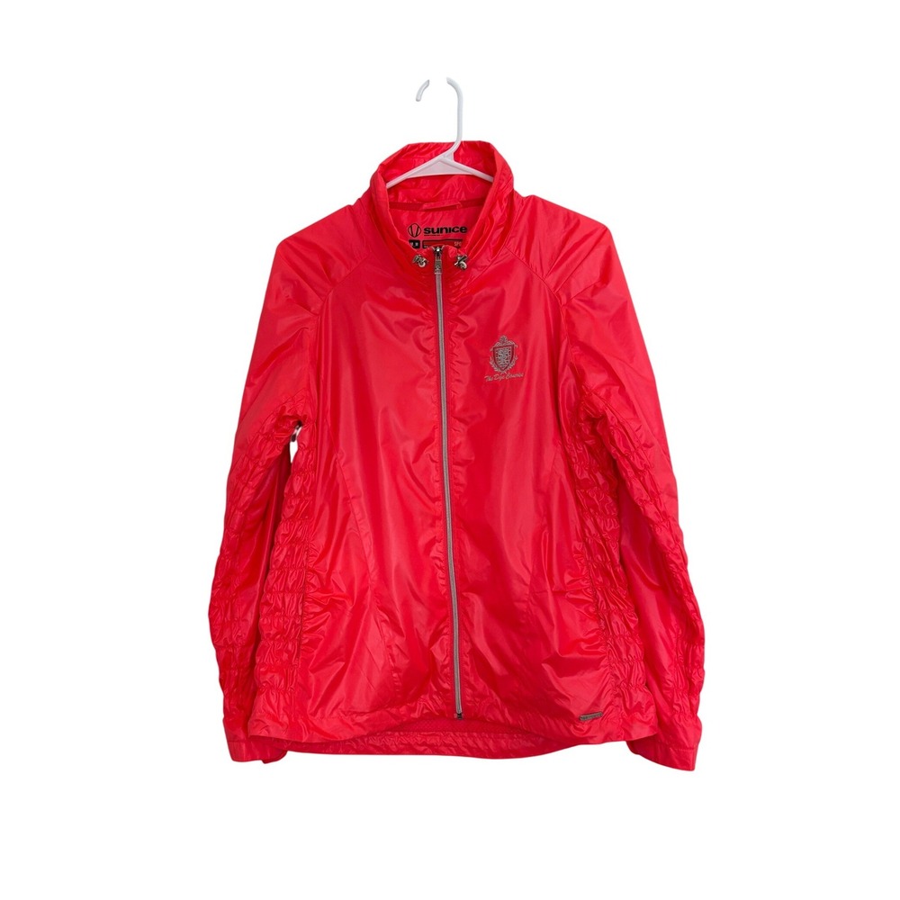 Sunice Sport X20 Womens Pink Ruched Golf Windbreaker‎ Jacket The Dye Course M